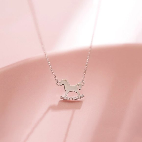 NEW 925 Sterling Silver Diamond Horse Necklace - Picture 9 of 14